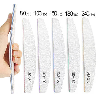 Printing gray and white sand Half Moon nail file wear-resistant washable sand color core with teeth double-sided grinding strip in stock