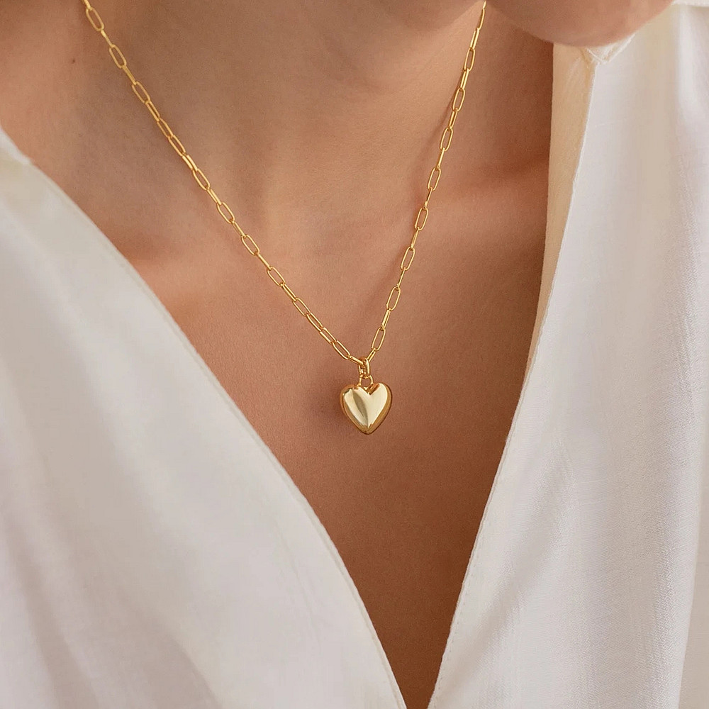 Couple's Collarbone Chain Geometric Heart-shaped Accessories Light Luxury Elegant Simple Sweet Love Necklace