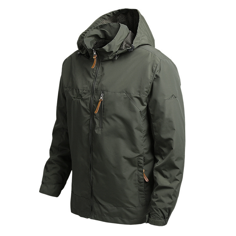 2021 jacket men's spring and autumn thin outdoor jacket youth hooded loose plus size casual windbreaker jacket