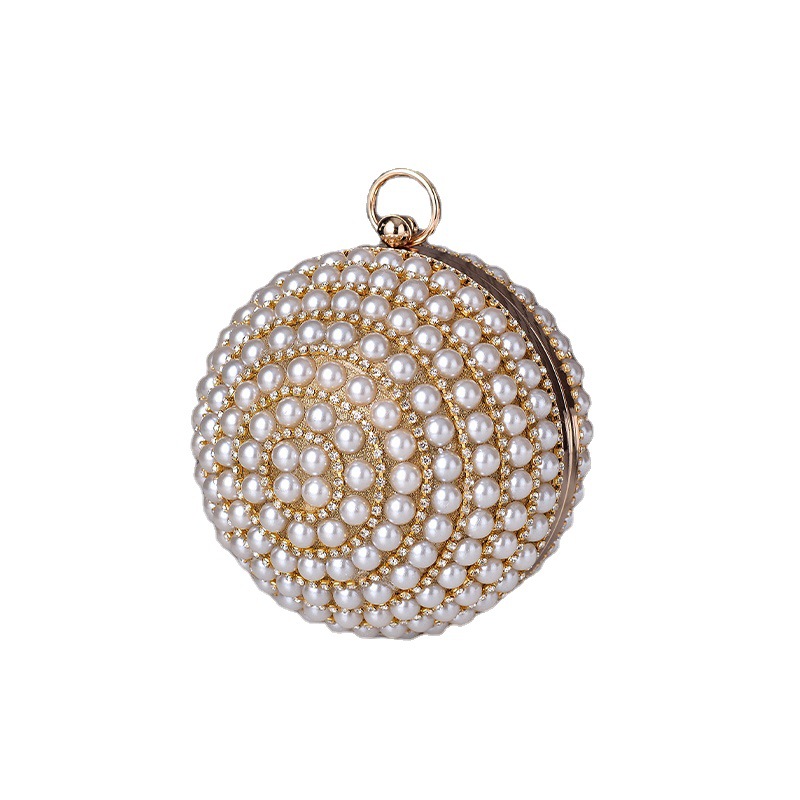 2023 Cross-border New Evening Bag Round Pearl Handheld Banquet Bag Joker Dress Evening Dress Crossbody Bag Wholesale
