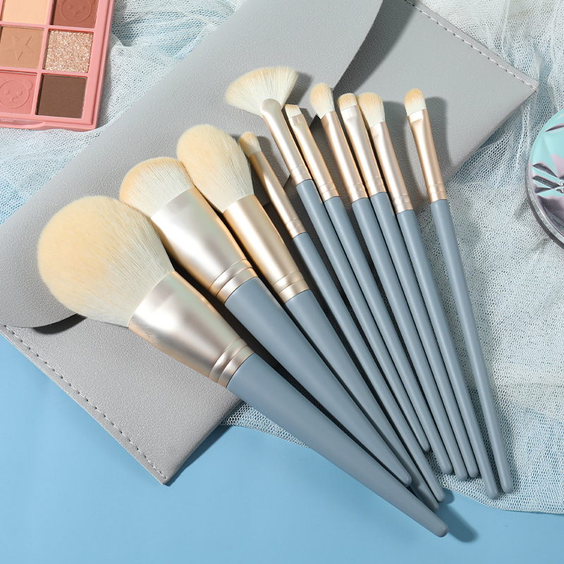 10 Blue Bridge Flower Foundation Brush Eye Shadow Brush Makeup Brush Set Internet Celebrity Same Style Powder Brush Set Beauty Makeup Tools