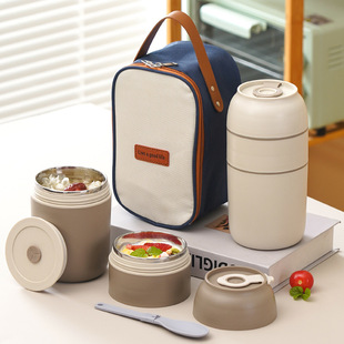 304 stainless steel soup cup breakfast cup sealed Milk Cup Soybean Milk Cup with lid spoon portable Oatmeal cup soup box pot