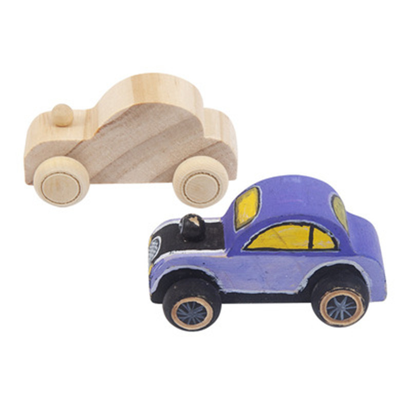 Children's wooden log color graffiti mini car kindergarten hand-painted diy painting wooden toys