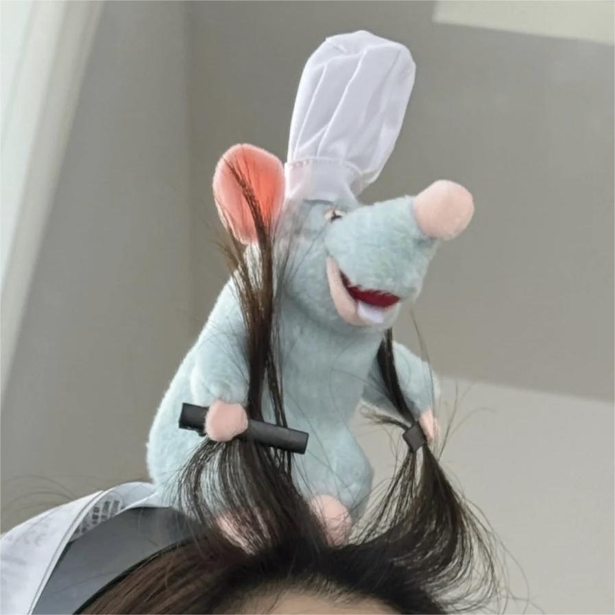 Ratatouille Hairband Same Style Funny Style Cartoon Plush Doll Peripheral Mouse Clip Headband Hair Accessories Headband