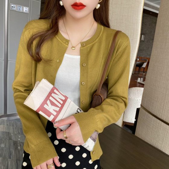 Cardigan knitted coat women's spring and autumn outer wear thin sweater spring 2024 new black long sleeve autumn and winter top
