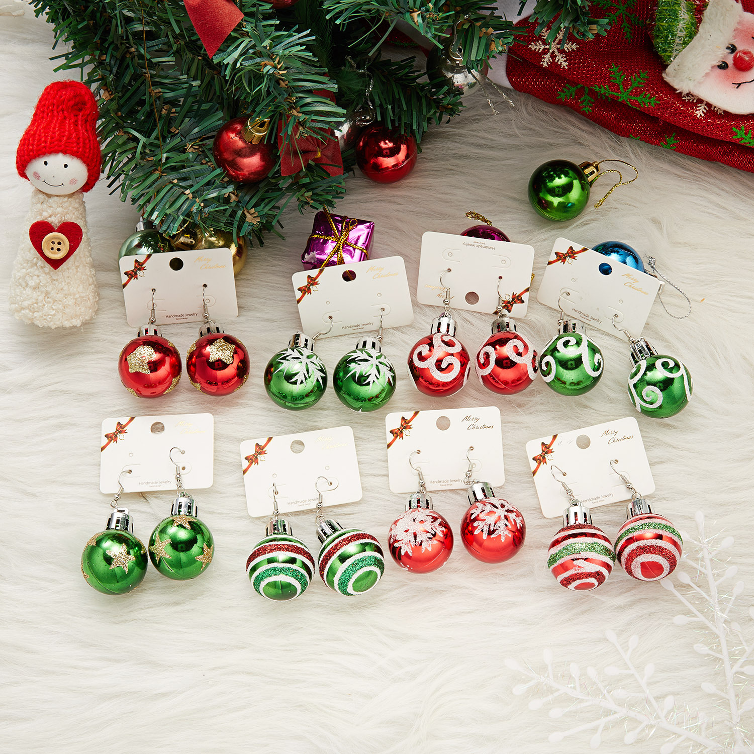 European and American foreign trade new style fashion Christmas sequins snowflake resin star lamp ball earring hook earrings gift female wholesale
