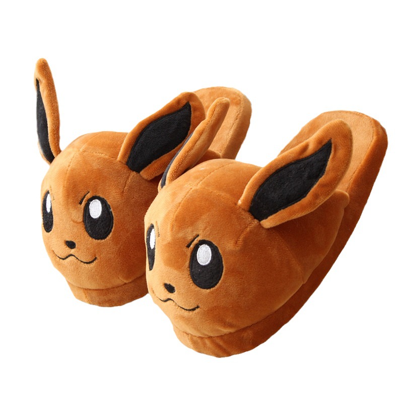 Spot cartoon Pokémon Pikachu plush cotton shoes light velvet slippers sewn shoes parent-child couple fluffy slippers