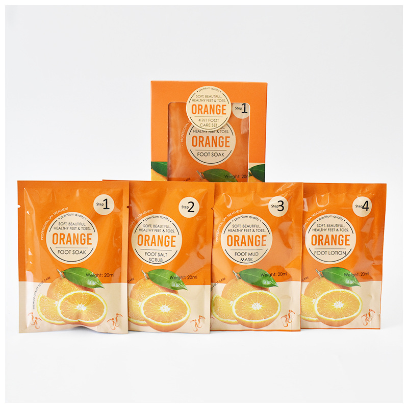 Cross-border foot bag four-part foot care kit salon party crystal mud bath salt foot bath agent 4 in 1 suit