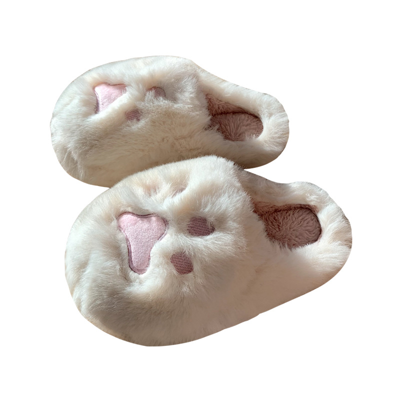 Pantoufles d'hiver en coton à demi-talon pour femme, style coréen, pour étudiante, en forme de cœur, douces et mignonnes, avec griffes de chat_voghion.com