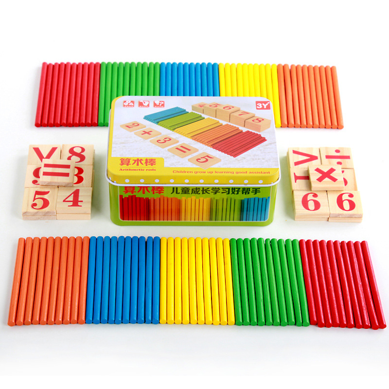 Wooden Children Counting Stick Kindergarten Primary School Plus and Subtract Learning Teaching Aids Counting Educational Early Education Toys