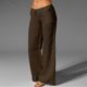 2023 New Cross-border European and American Amazon Women's High Waist Wide Leg Pants Big Foot Pocket Cotton and Linen Casual Pants for Women