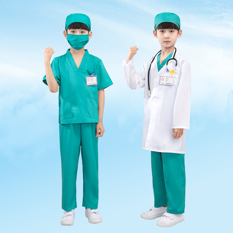 Children's White Coat Nurse Clothing Small Doctor's Surgical Clothing Children's Anti-Epidemic Male and Female Children's Retrograde Dance Performance Clothing