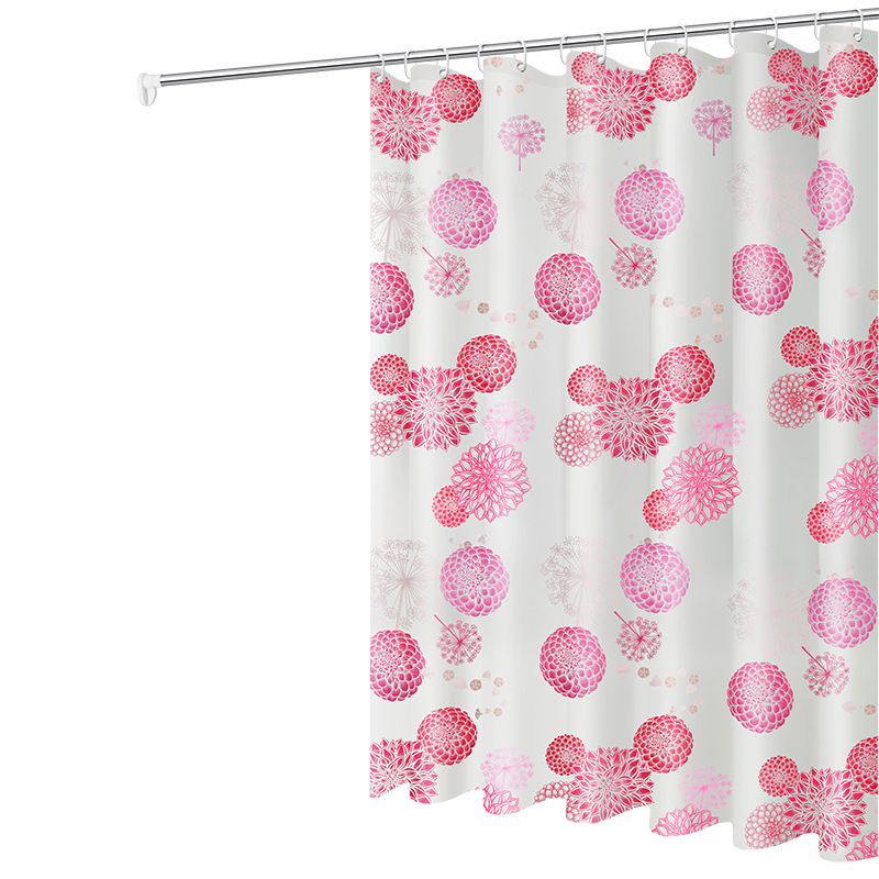 Flowers and Flowers for Bathroom Thickened Shower Curtain Cloth Shower Curtain Set Punch-free Bathroom Partition Curtain Door Curtain Window Curtain