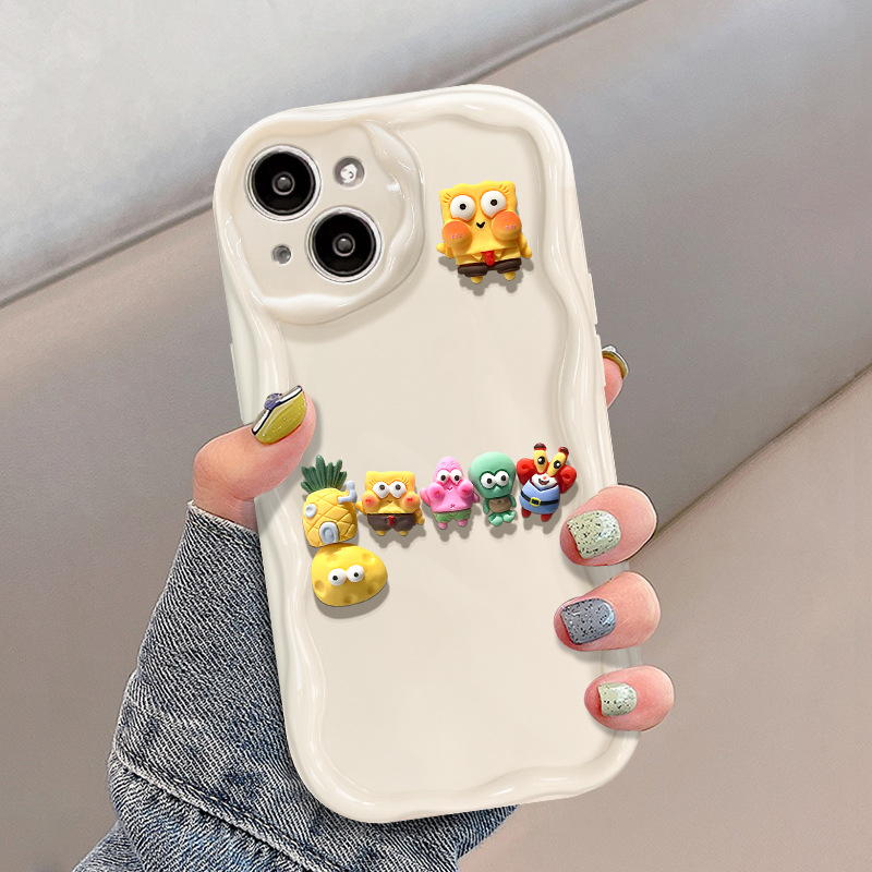 適用蘋果15手機殼iPhone14promax/13可愛立體海綿公仔11/12硅膠軟