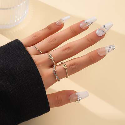 European and American Fashion Explosions Love Set Ring Women's ins Cold Wind Multi-joint Ring Creative Butterfly Ring