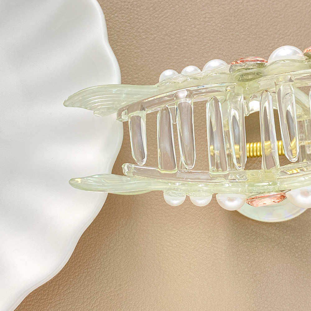 Net rot perle fangen clip halbe krawatte haar clip großhandel temperament strass fangen magische farbe meerjungfrau Ji fischschwanz shark clip_voghion.com