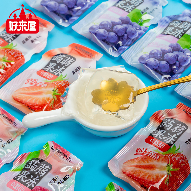 Haoraiwu jelly net red snack konjac jelly children's suction jelly net red strawberry jelly factory wholesale