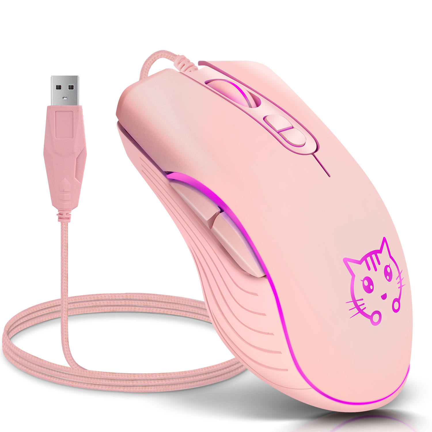Wholesale office luminous mute DVA cute card boys and girls computer l mouse usb wired video game Mouse