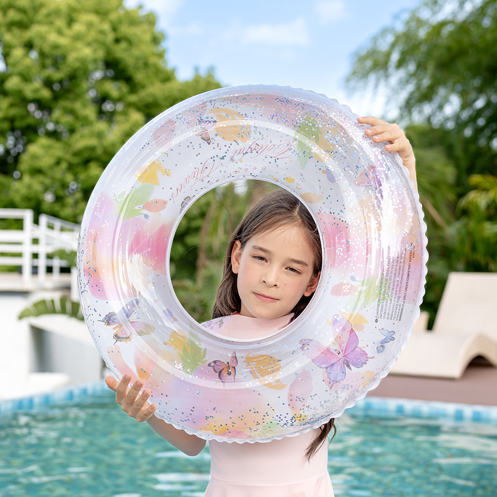 Cross-border Ins Cyber Celebrity Parent-child Sequins Butterfly Swimming Ring Girly Inflatable Children's Swimming Ring Thickened Underarm Ring