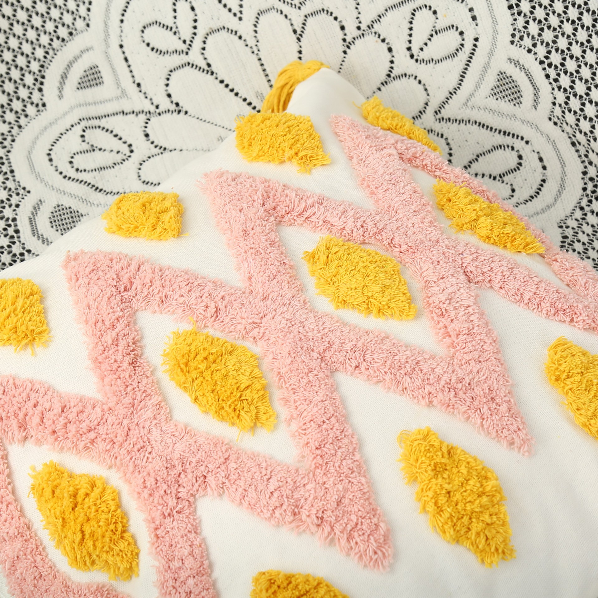 Bohemian style tufted Pillow sofa cushion living room bedroom embroidered waist pillow pillow bedside pillow cover wholesale