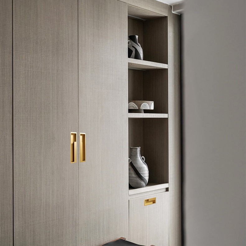 Modern minimalist embedded aluminum alloy wardrobe cabinet door handle/bedroom wardrobe anti-collision embedded small pull