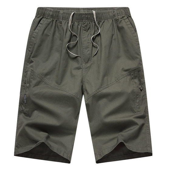Zorochilde Capri Pants Men's Summer Thin Shorts Pure Cotton Mid-length Pants Outer Wear plus size Workwear Pants Casual Loose