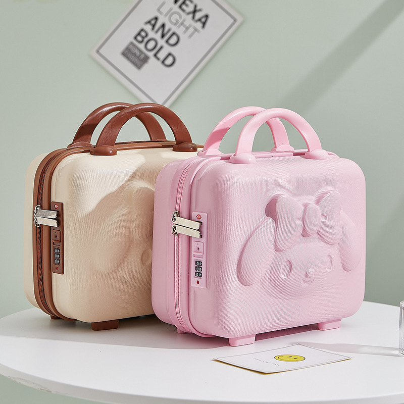 Hand luggage cosmetic bag 14 inch female student mini cartoon 3D rabbit password box small travel storage box