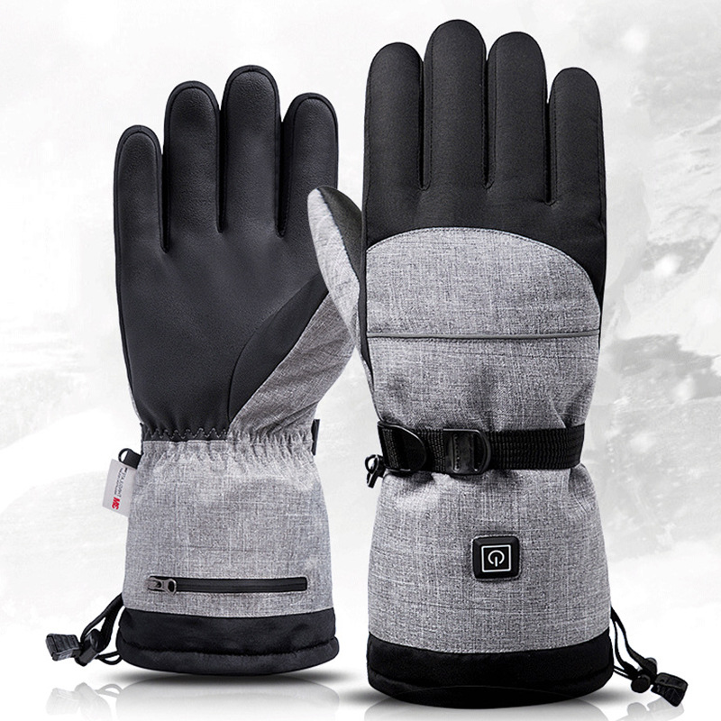 Smart USB battery heating men's and women's gloves winter warm outdoor hiking riding skiing heating gloves