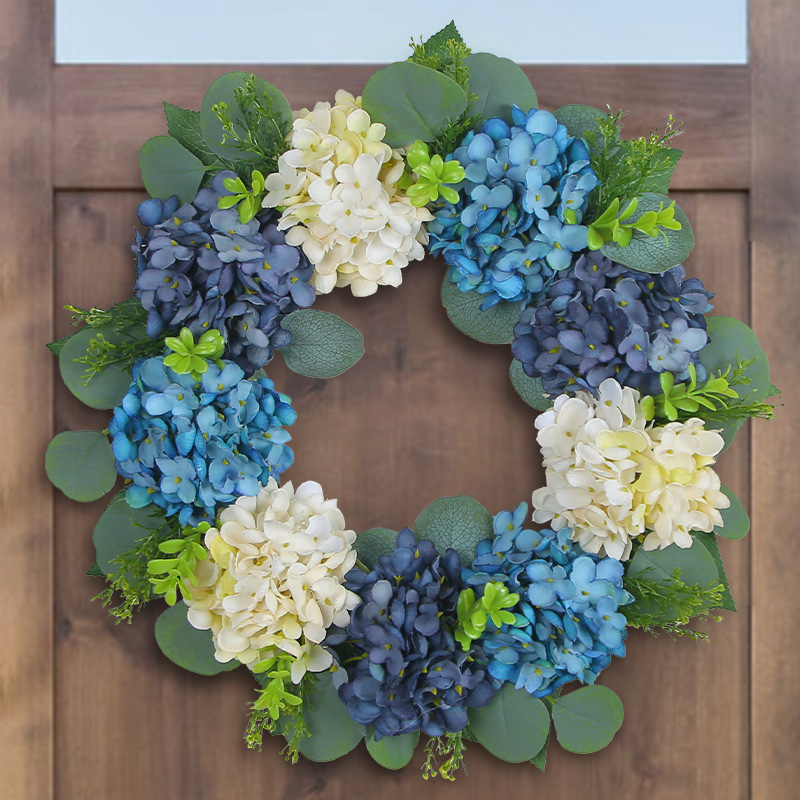 Jingchen Cross-border New Blue and White Hydrangea Garland Door Hanging Decorative Wall Hanging