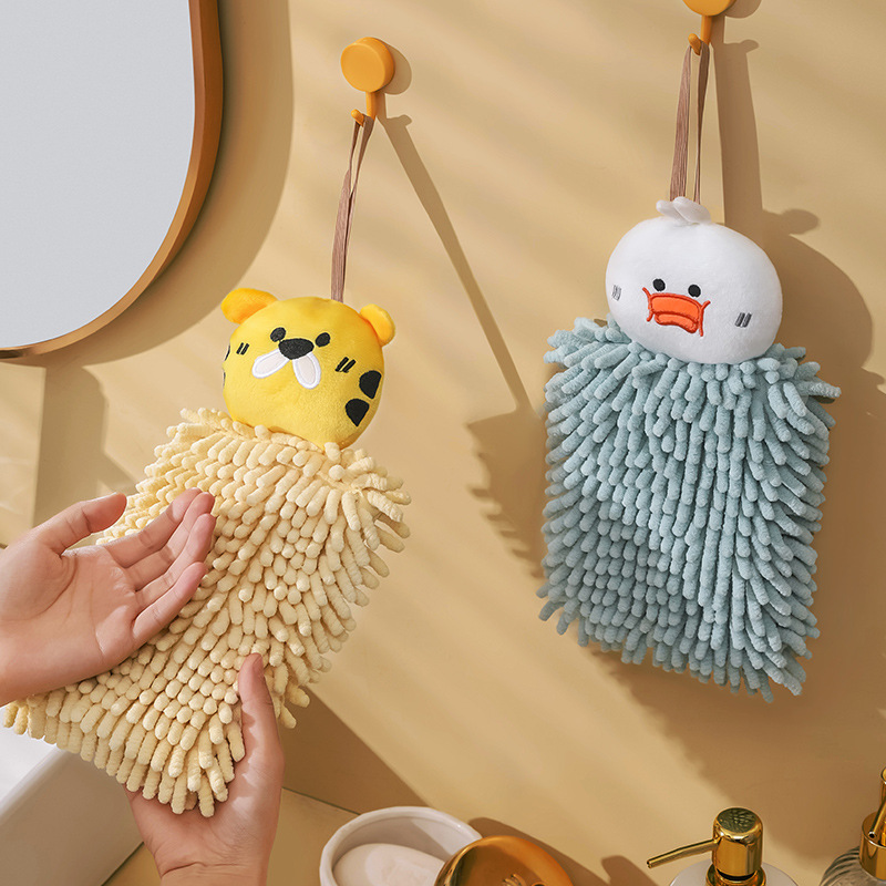 Cute cartoon chenille hand ball kitchen towel hand towel bathroom hanging hand towel absorbent towel thickened