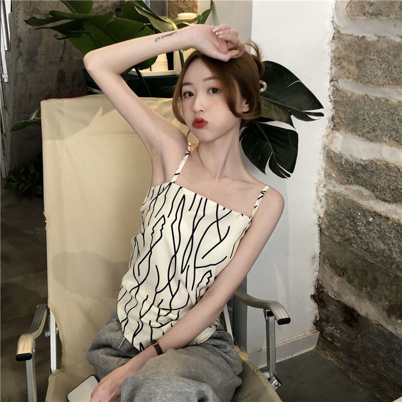 Temperament Casual Lady Vest Women's Summer New Korean Style Retro Bow Strap Suspender Sleeveless Top