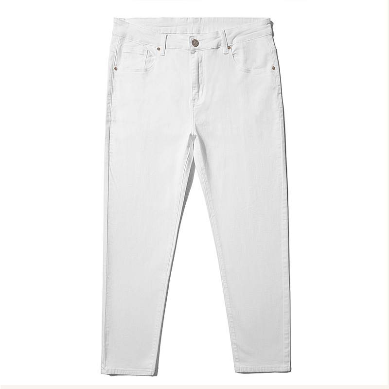 Six plus size men's black and white business men's pants micro elastic washed casual loose jeans 670