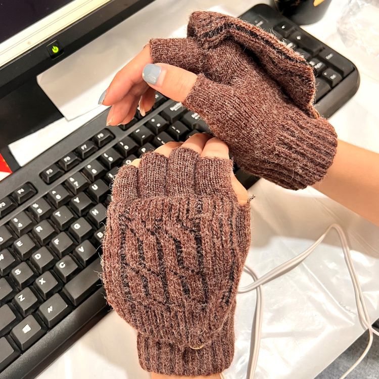Gants chauffants électriques USB demi-doigts chauffage électrique extérieur intérieur 2 hommes hiver chaud source d'approvisionnement transfrontalière_voghion.com