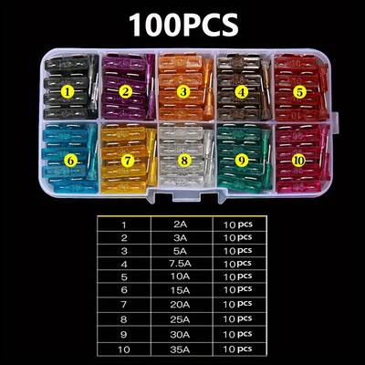 Cross-border e-commerce explosions 50 100pcs boxed aluminum medium and small fuse combination fuse set 2-40A