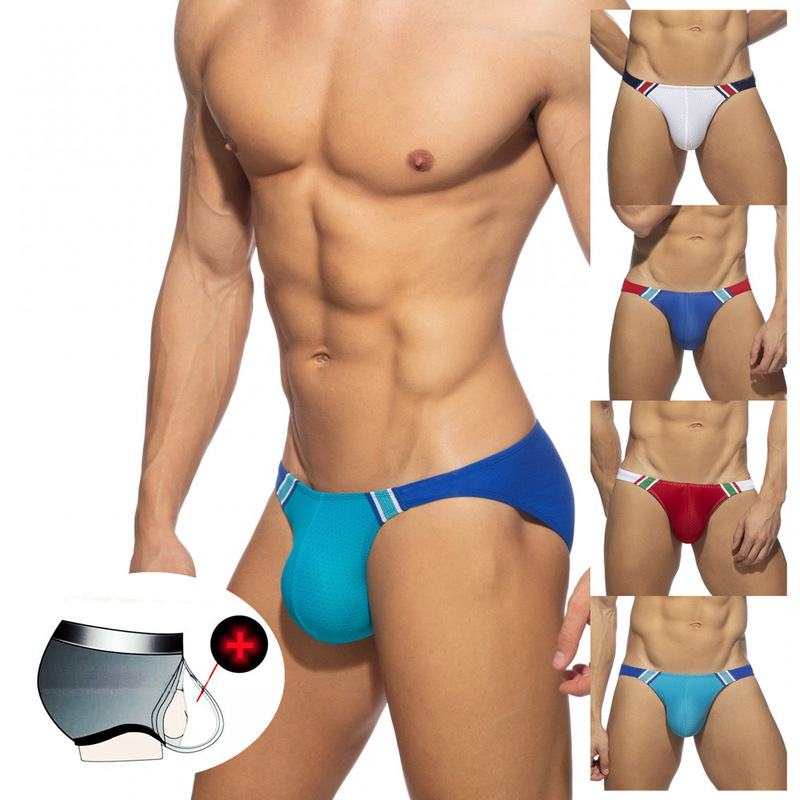 2022新型男性水泳パンツの色合わせ網穴ビキニ水泳パンツセクシー低腰カップ水泳パンツビーチパンツ|undefined