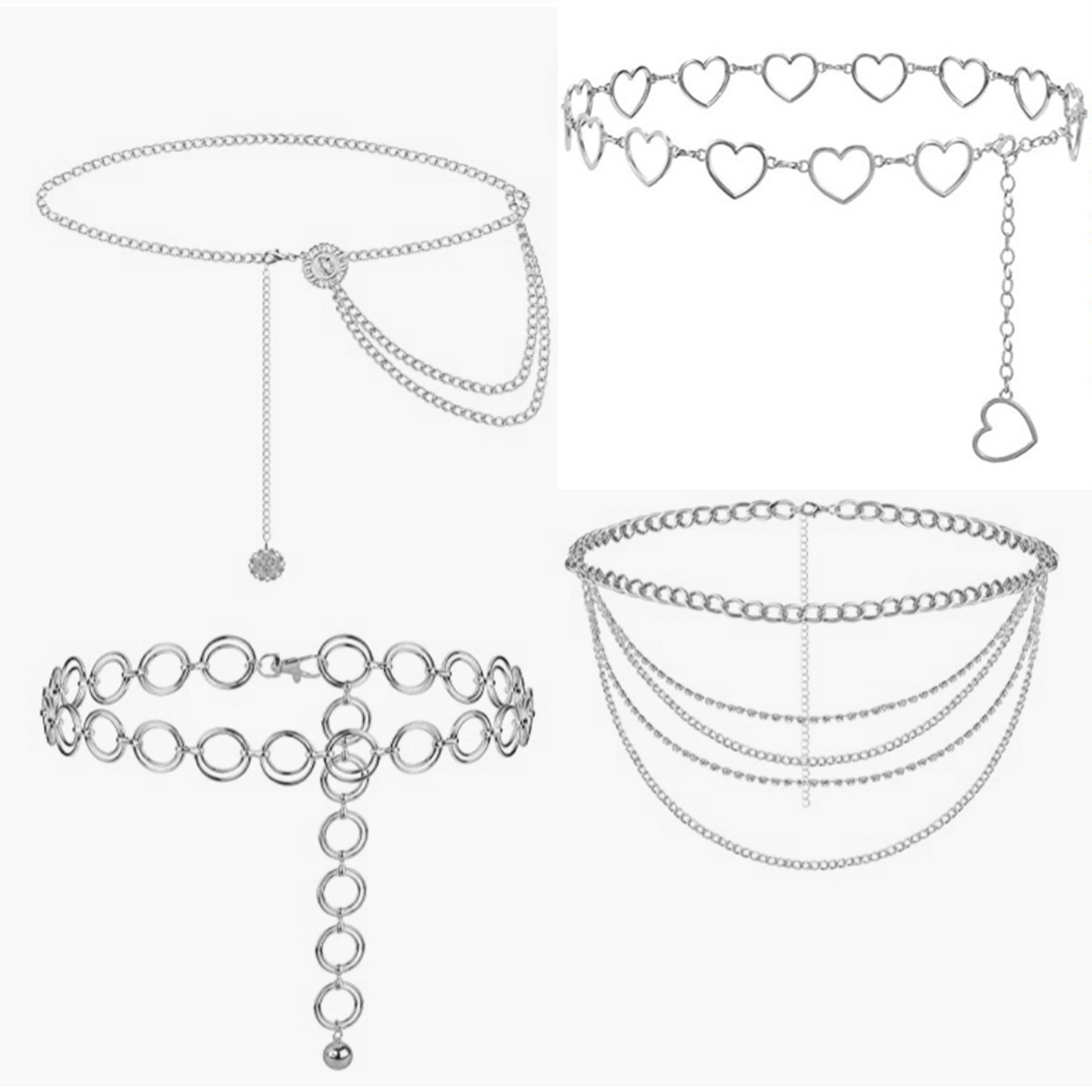 European and American jewelry punk retro metal ring love waist chain women's fashion sun flower plate pendant body chain set