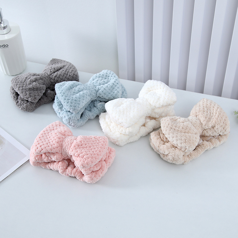 Korean Amazon Coral Fleece Girl Hair Band Accessories Cute Plush Girl Makeup Gift Bow Hair Band
