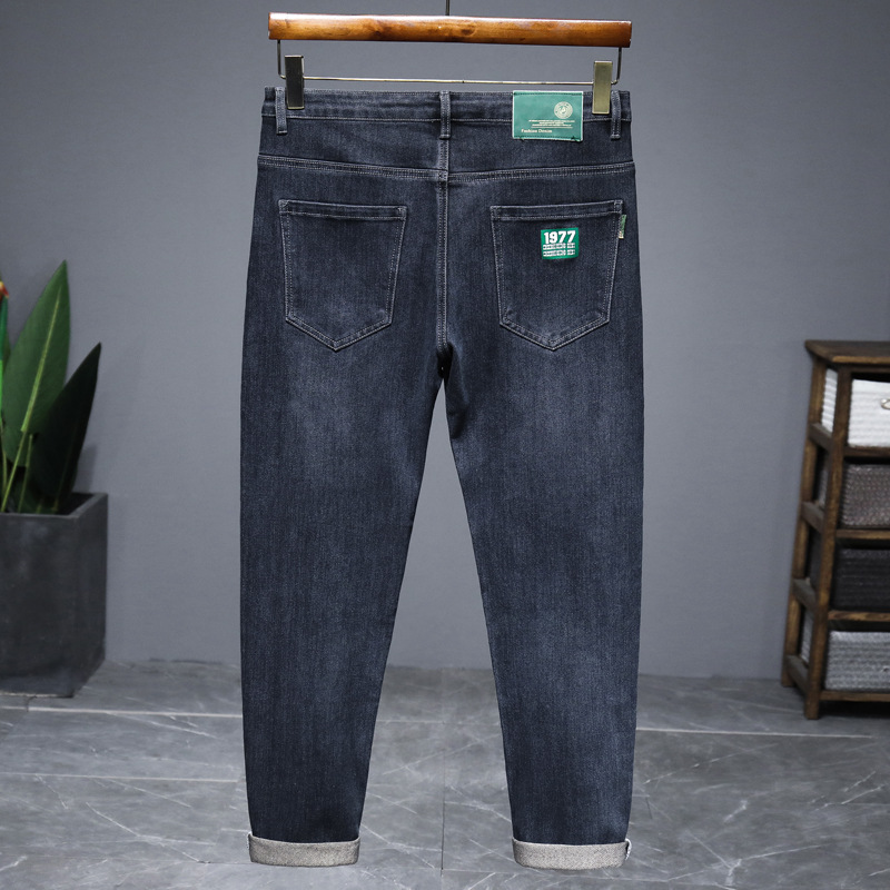 2025 Summer New Ice Silk Thin Jeans Men's Straight Slim-Fit Stretch Casual Trendy Men's Trousers