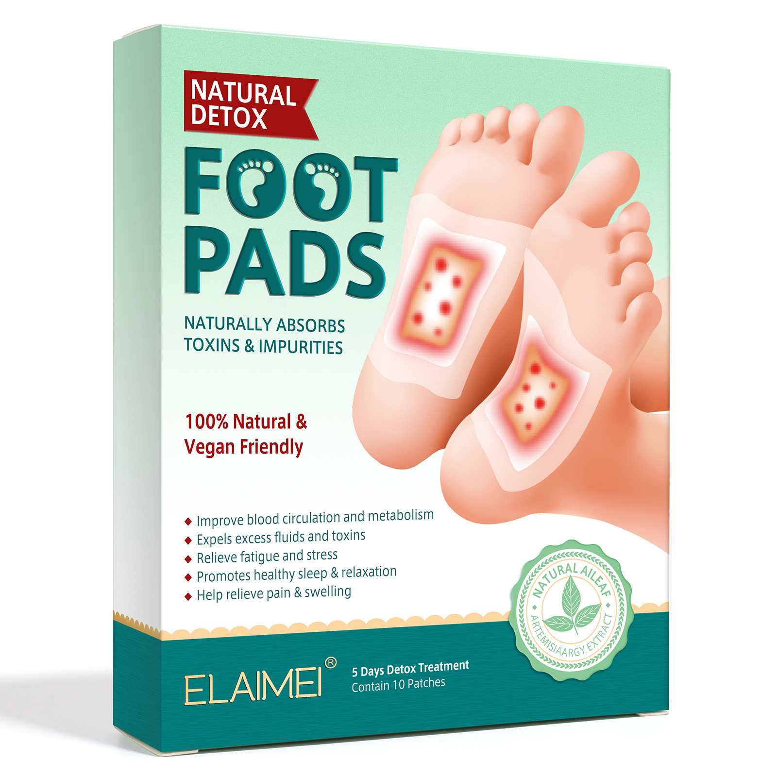 Elamei Foot Sticker Korean Style Mai Grass Sticker Heating Help Sleep Foot Adhesive Sticker Cleaning 10 Stickers/Box Can Change Card