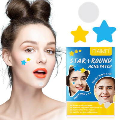 ELAIMEI star acne patch peach heart color multi-shape acne patch portable invisible transparent acne patch