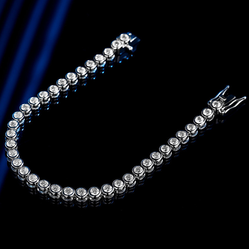 3mm10分泡ドリル莫桑ドリルブレスレット女純銀ins小衆デザインシンプル気質満ドリルクロスボーダーアクセサリー|undefined