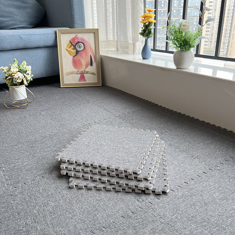 Cross-border Daifa Four Seasons Cotton and Linen Foam Floor Mat Thickened Stitching Floor Children's Puzzle Floor Mat Bedroom Stitching Carpet