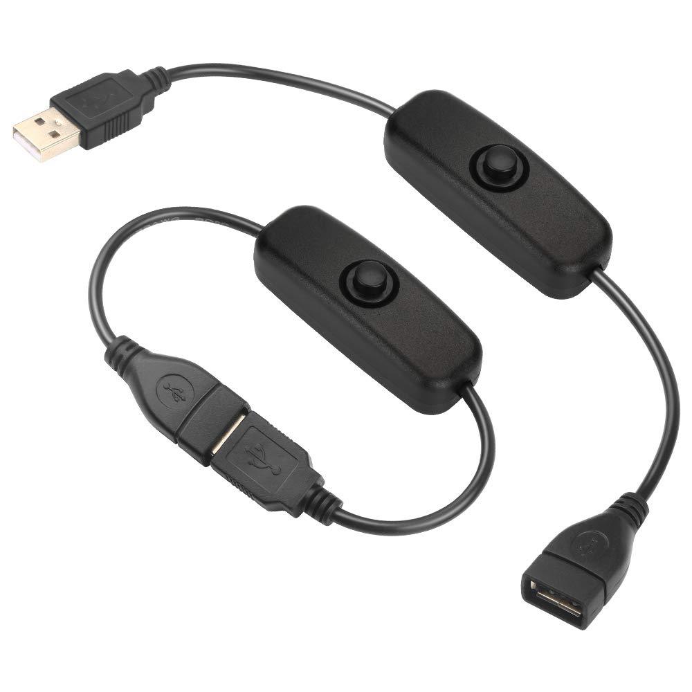 White and Black USB Male to Female Extension Cord with 501 Button Switch USB Cord USB Switch Charging Cord LED Strip Cord