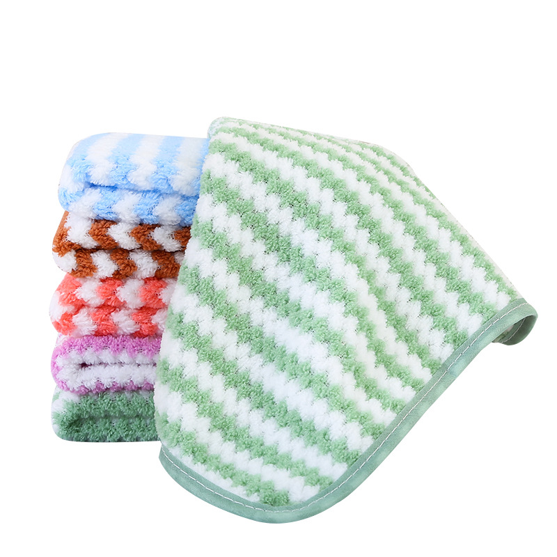 Factory wholesale 25*25 covered coral fleece square towel non-stick oil rag dish towel car cleaning table towel