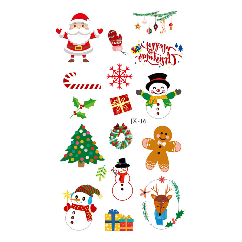起爆カラークリスマスタトゥー防水祝日パーティー子供用使い捨てタトゥーステッカー卸売り|undefined