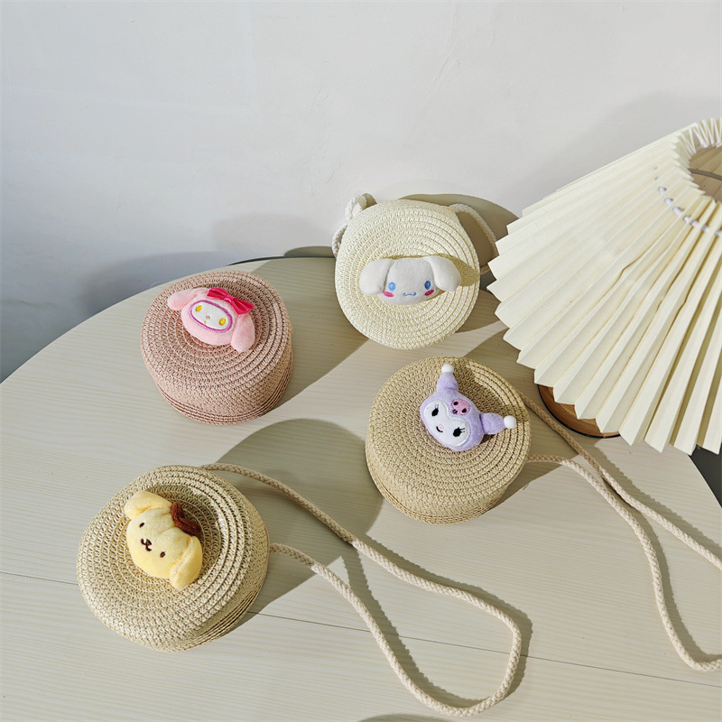 Children's bags wholesale cartoon large mixed small round straw bags strawberry bear girls boys small bags