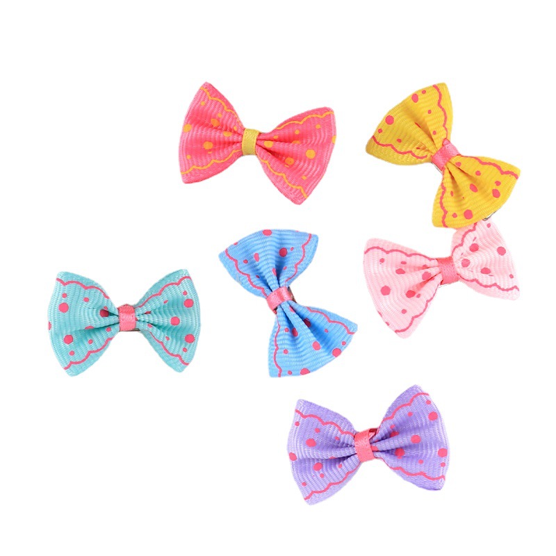 Pet Cat Teddy VIP New Printed Striped Hairpin Bow Hair Accessories Colorful Exquisite Head Flower Wholesale