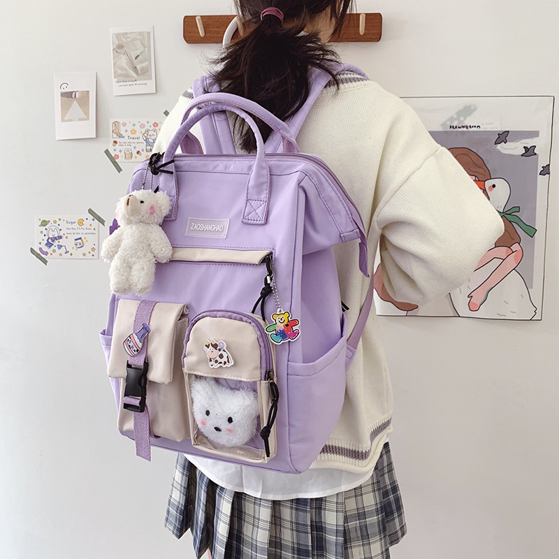Schoolbag Female College Students Wine Red Middle School Students High School Students Large Capacity Korean Style High School ins Japanese Backpack