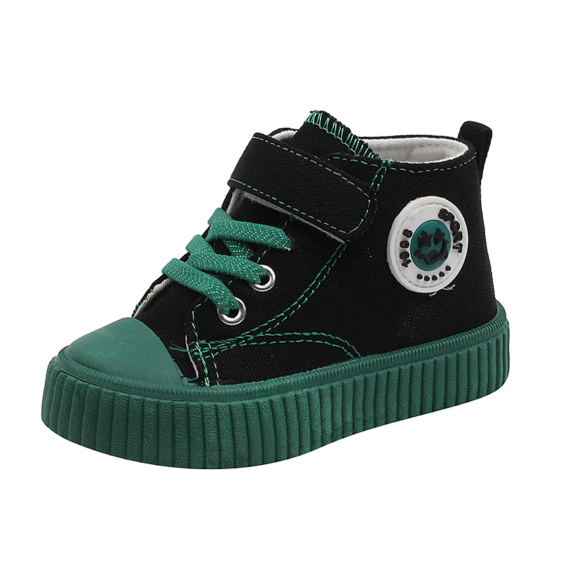 Solid Sole Mid-top Children's Spring and Autumn Canvas Shoes Casual Shoes Girls Boys' Board Shoes Breathable Honeycomb Insole Biscuit Shoes
