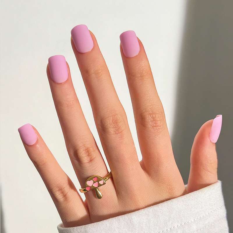 美甲貼片穿戴甲批發馬卡龍色系紫色磨砂甲片指甲片press on nails